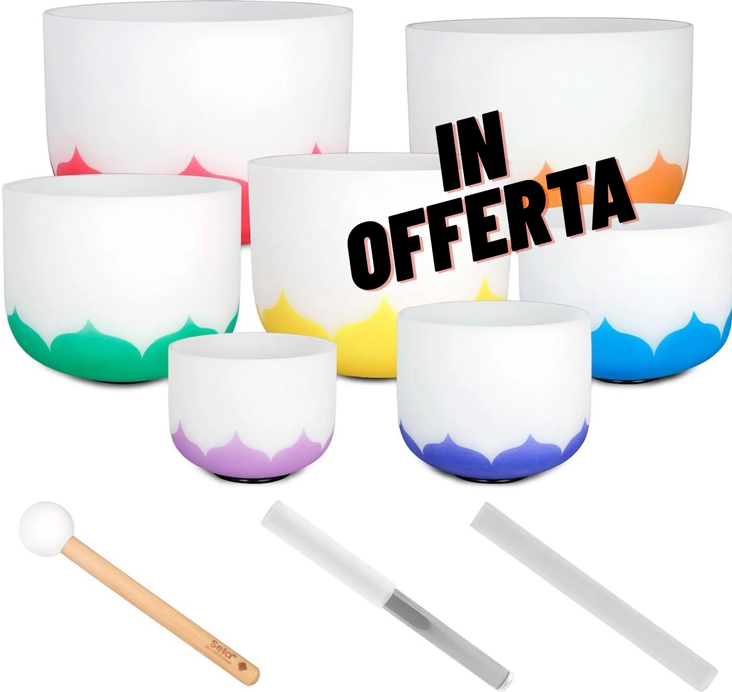 Set di 7 campane di cristallo da 8" a 14" - 432Hz - Loto